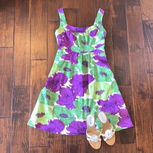 London Times dress in vibrant mod floral print